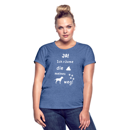 Frauen Oversize T-Shirt - Hund Spruch - Denim meliert