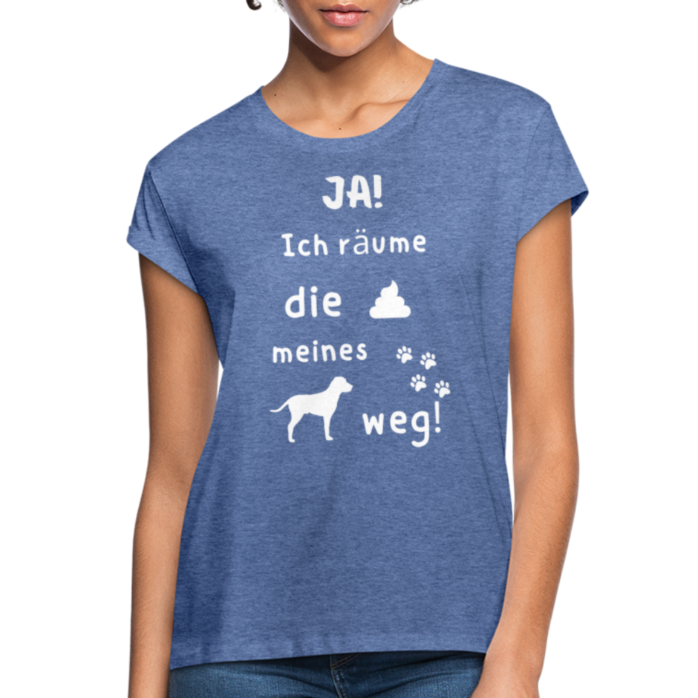 Frauen Oversize T-Shirt - Hund Spruch - Denim meliert