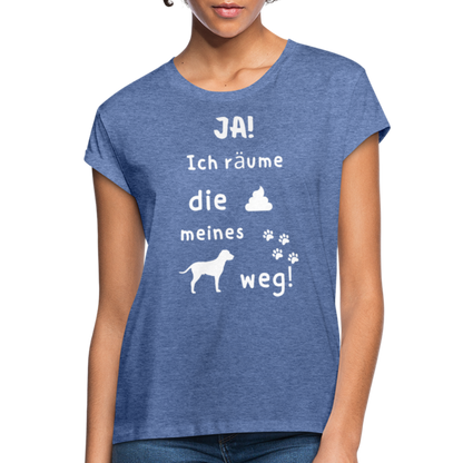 Frauen Oversize T-Shirt - Hund Spruch - Denim meliert