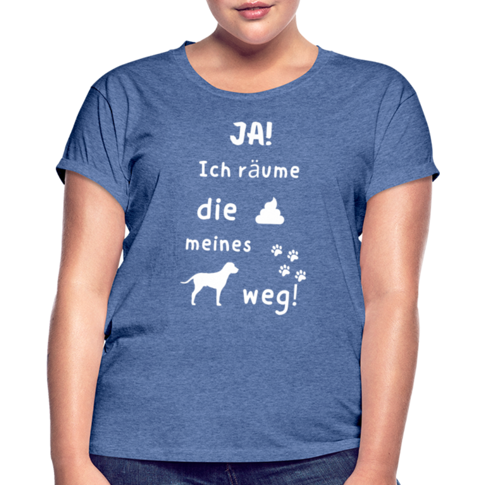 Frauen Oversize T-Shirt - Hund Spruch - Denim meliert