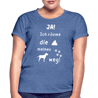 Frauen Oversize T-Shirt - Hund Spruch - Denim meliert