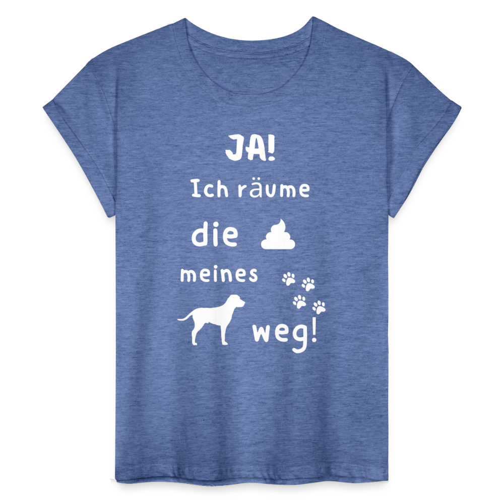 Frauen Oversize T-Shirt - Hund Spruch - Denim meliert