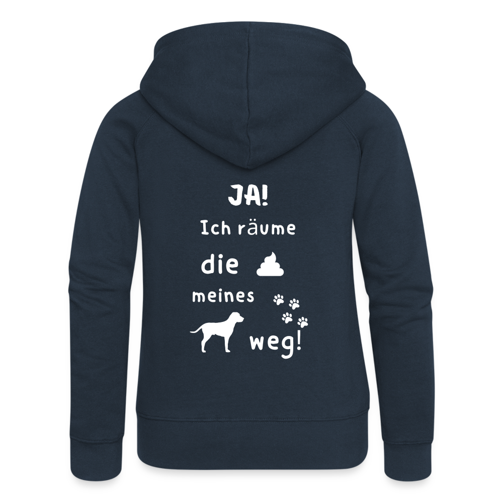 Frauen Premium Kapuzenjacke - Hund Spruch - Navy