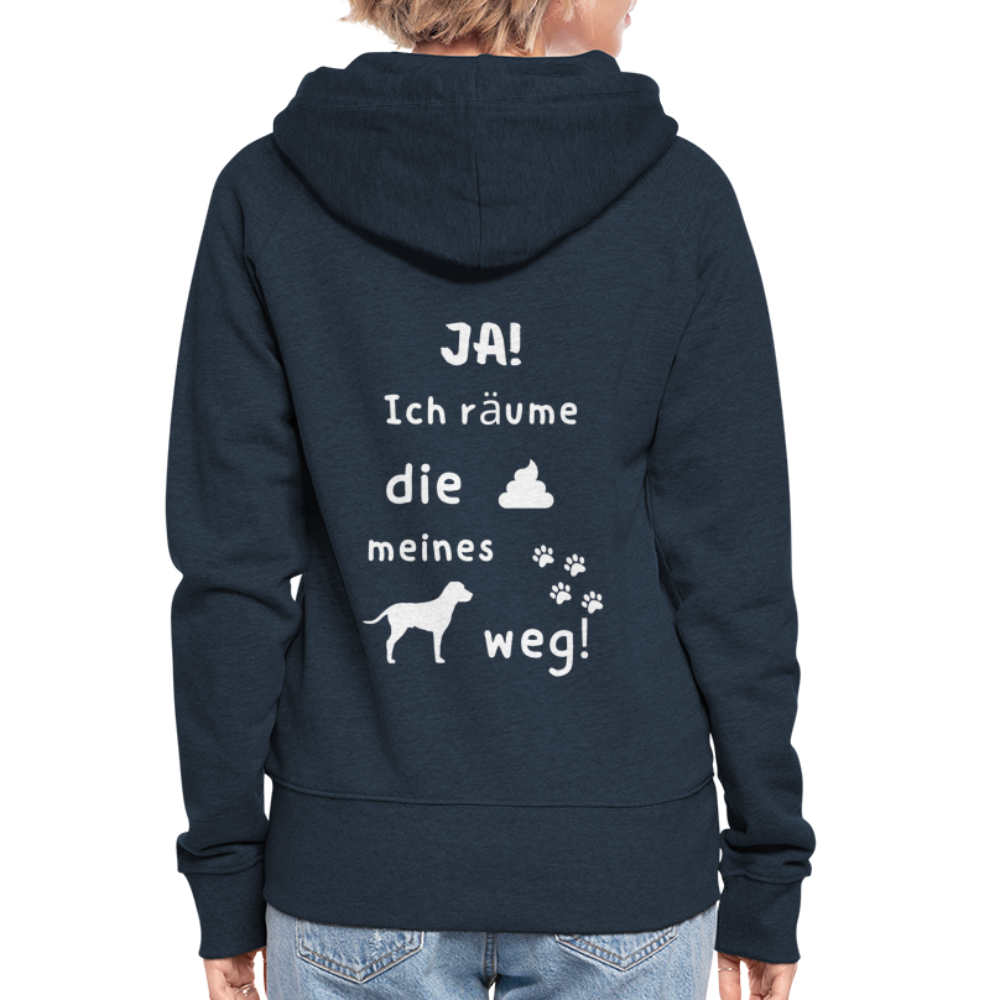 Frauen Premium Kapuzenjacke - Hund Spruch - Navy