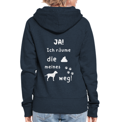 Frauen Premium Kapuzenjacke - Hund Spruch - Navy