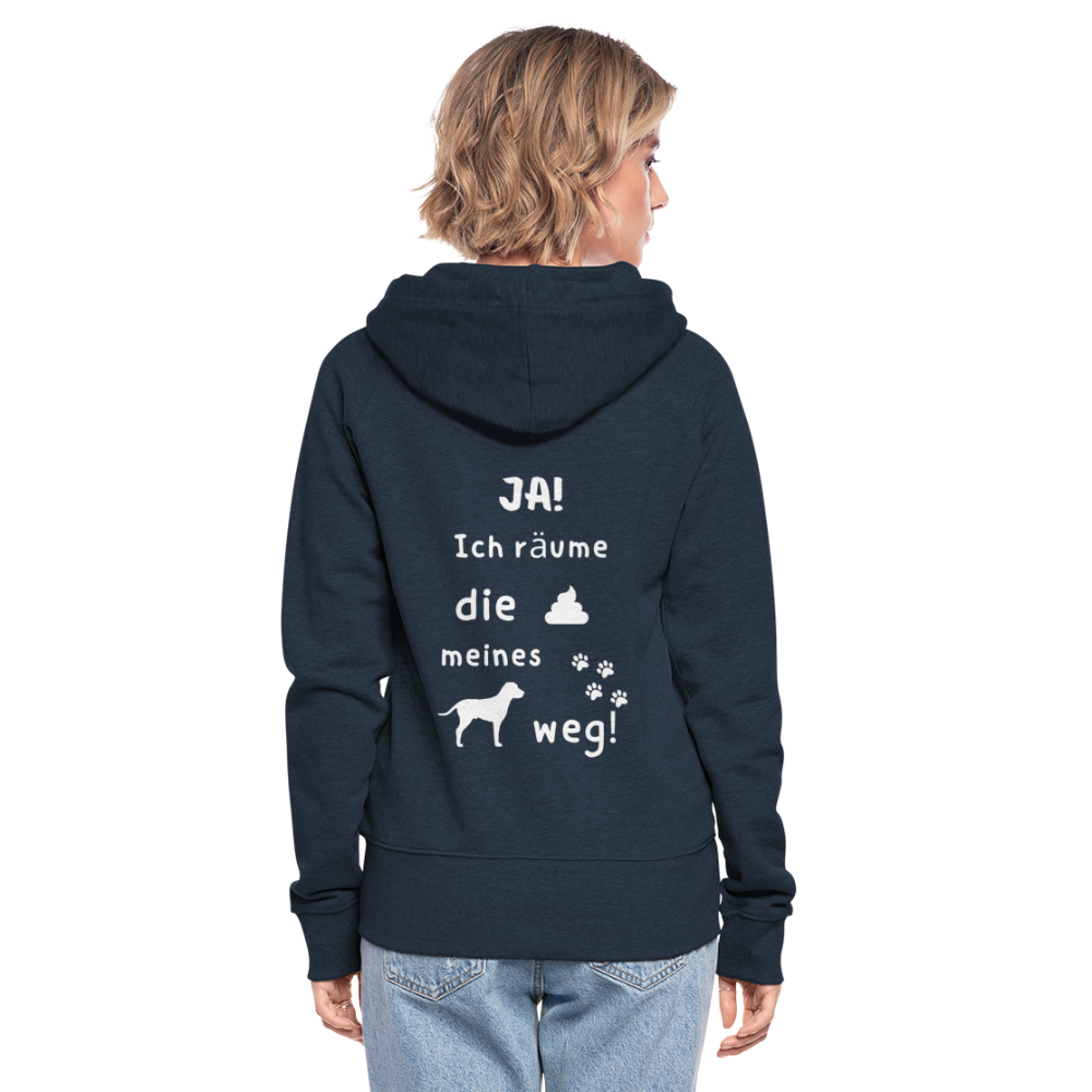 Frauen Premium Kapuzenjacke - Hund Spruch - Navy