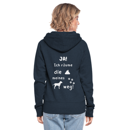 Frauen Premium Kapuzenjacke - Hund Spruch - Navy