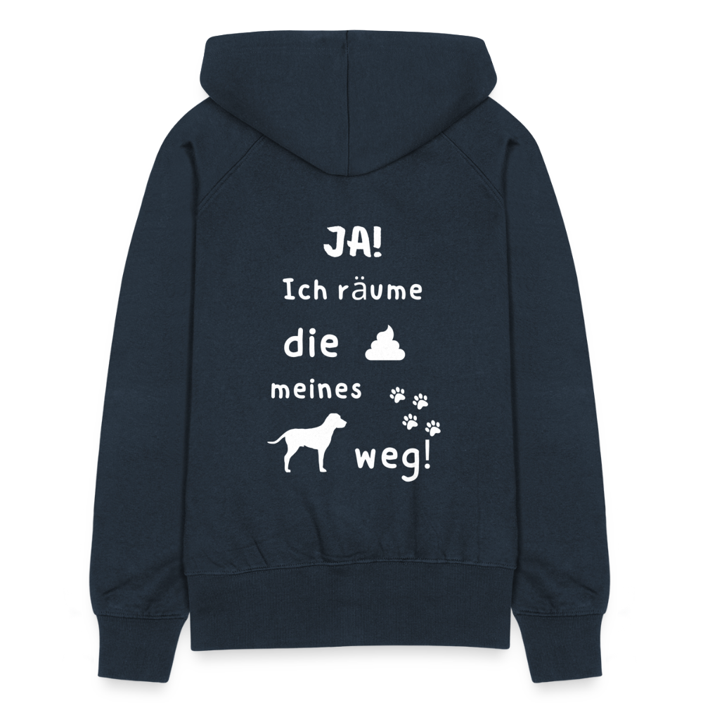 Frauen Premium Kapuzenjacke - Hund Spruch - Navy