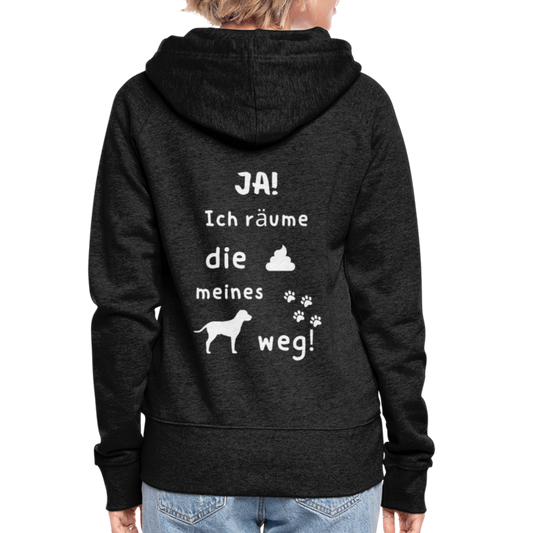 Frauen Premium Kapuzenjacke - Hund Spruch - Anthrazit