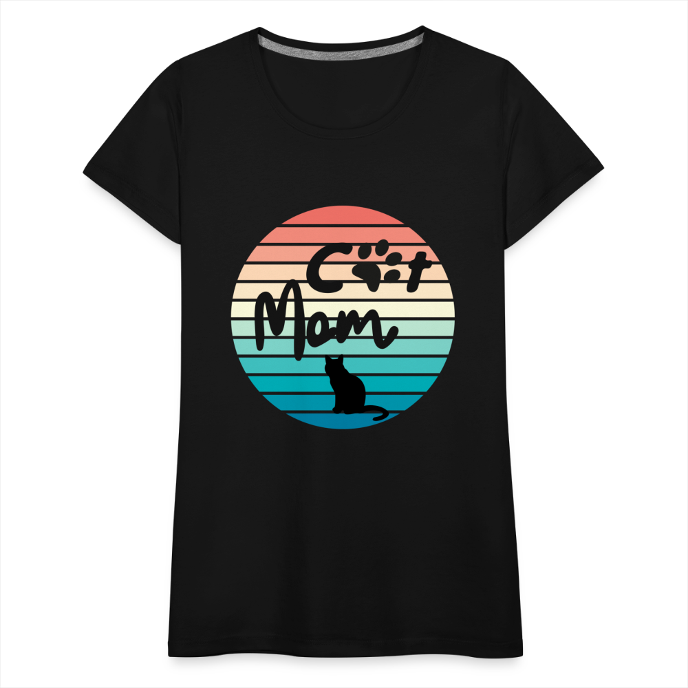 Frauen Premium T-Shirt - Cat Mom - Schwarz