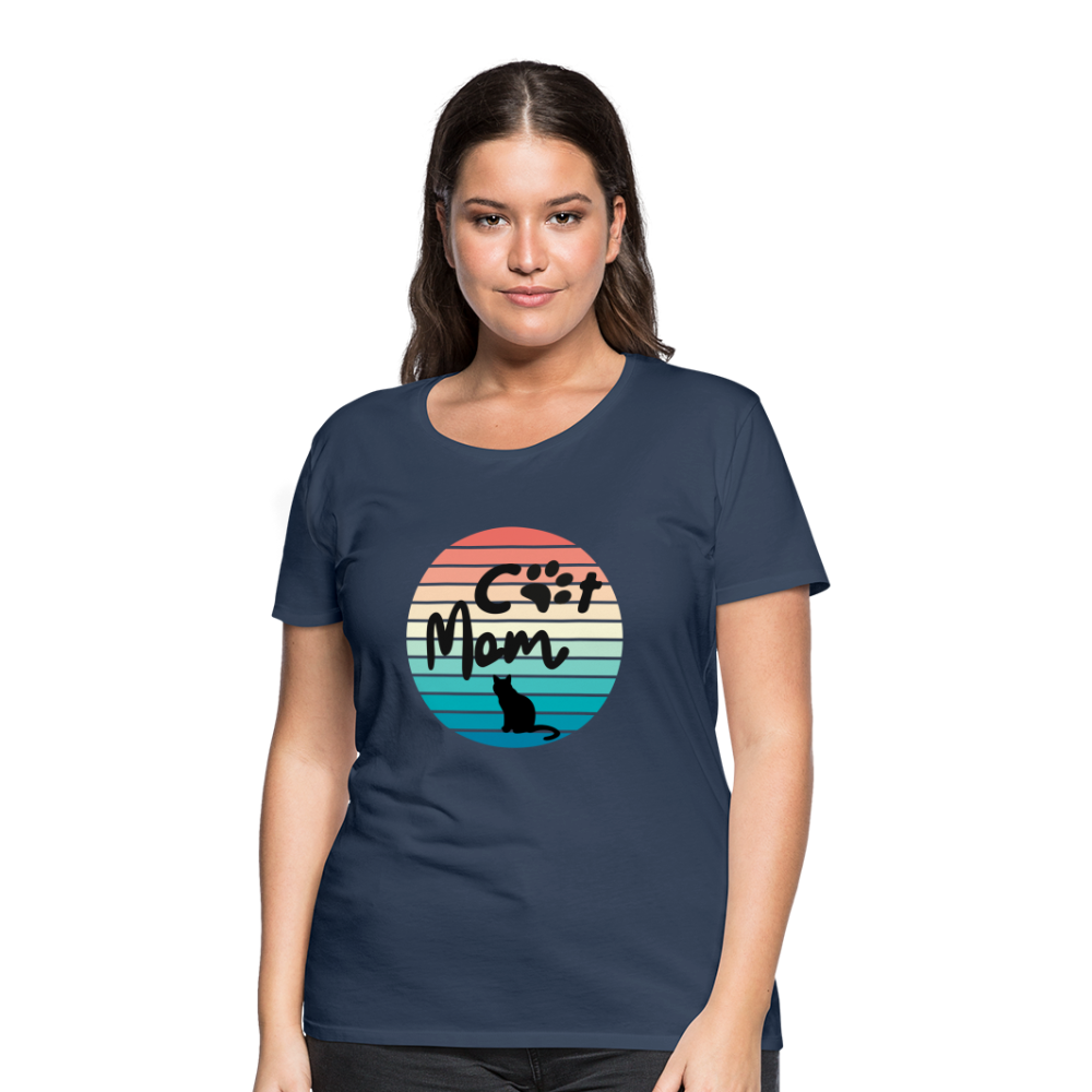 Frauen Premium T-Shirt - Cat Mom - Navy