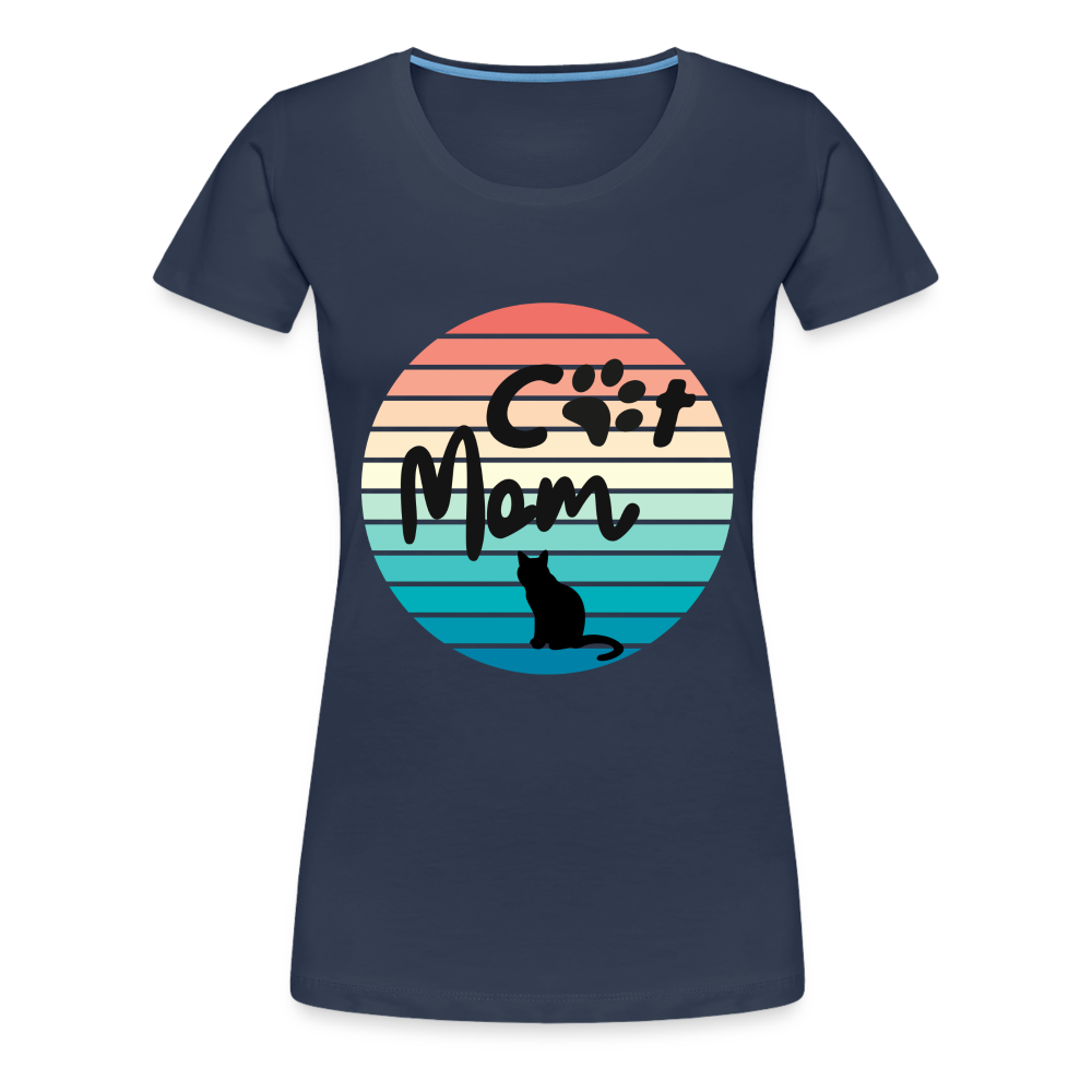 Frauen Premium T-Shirt - Cat Mom - Navy