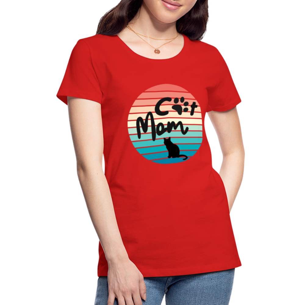 Frauen Premium T-Shirt - Cat Mom - Rot