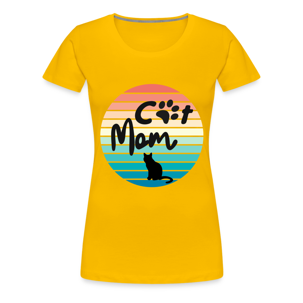 Frauen Premium T-Shirt - Cat Mom - Sonnengelb