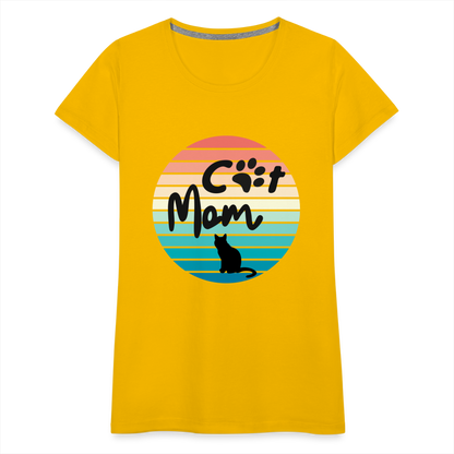 Frauen Premium T-Shirt - Cat Mom - Sonnengelb