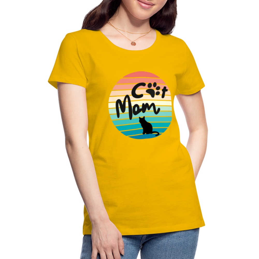 Frauen Premium T-Shirt - Cat Mom - Sonnengelb