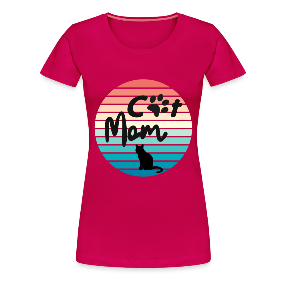 Frauen Premium T-Shirt - Cat Mom - dunkles Pink