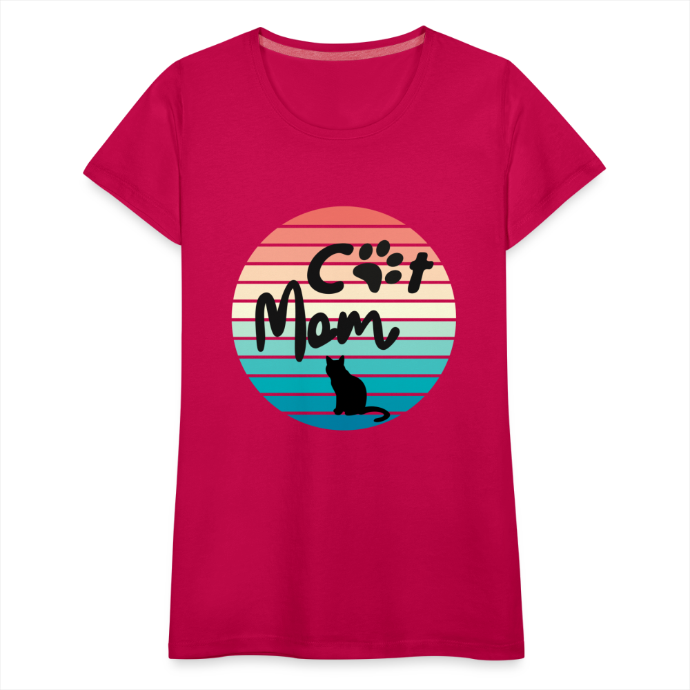 Frauen Premium T-Shirt - Cat Mom - dunkles Pink