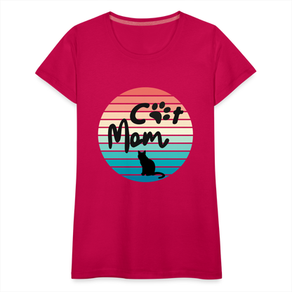 Frauen Premium T-Shirt - Cat Mom - dunkles Pink