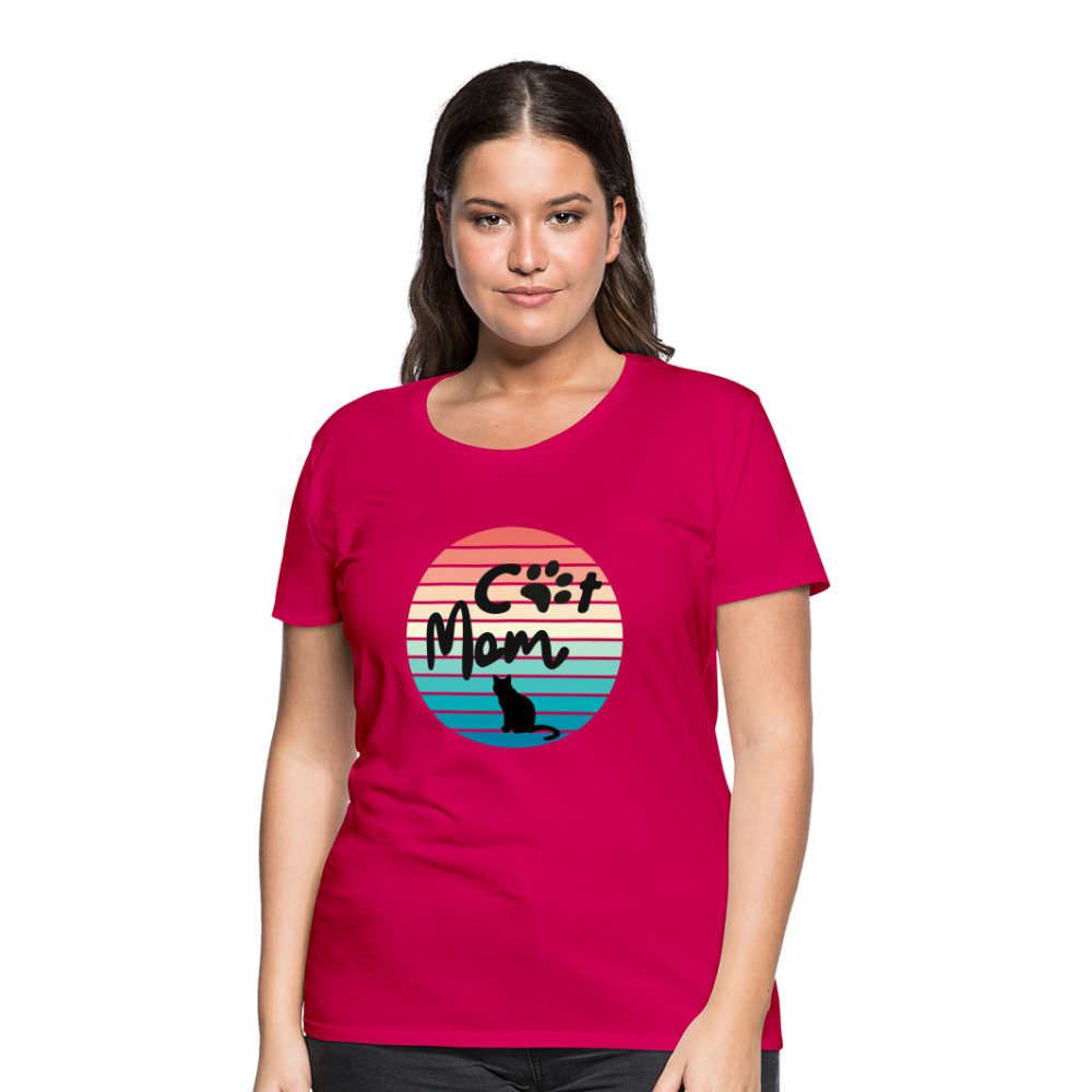 Frauen Premium T-Shirt - Cat Mom - dunkles Pink