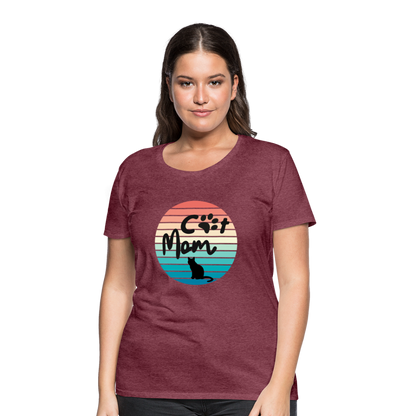 Frauen Premium T-Shirt - Cat Mom - Bordeauxrot meliert