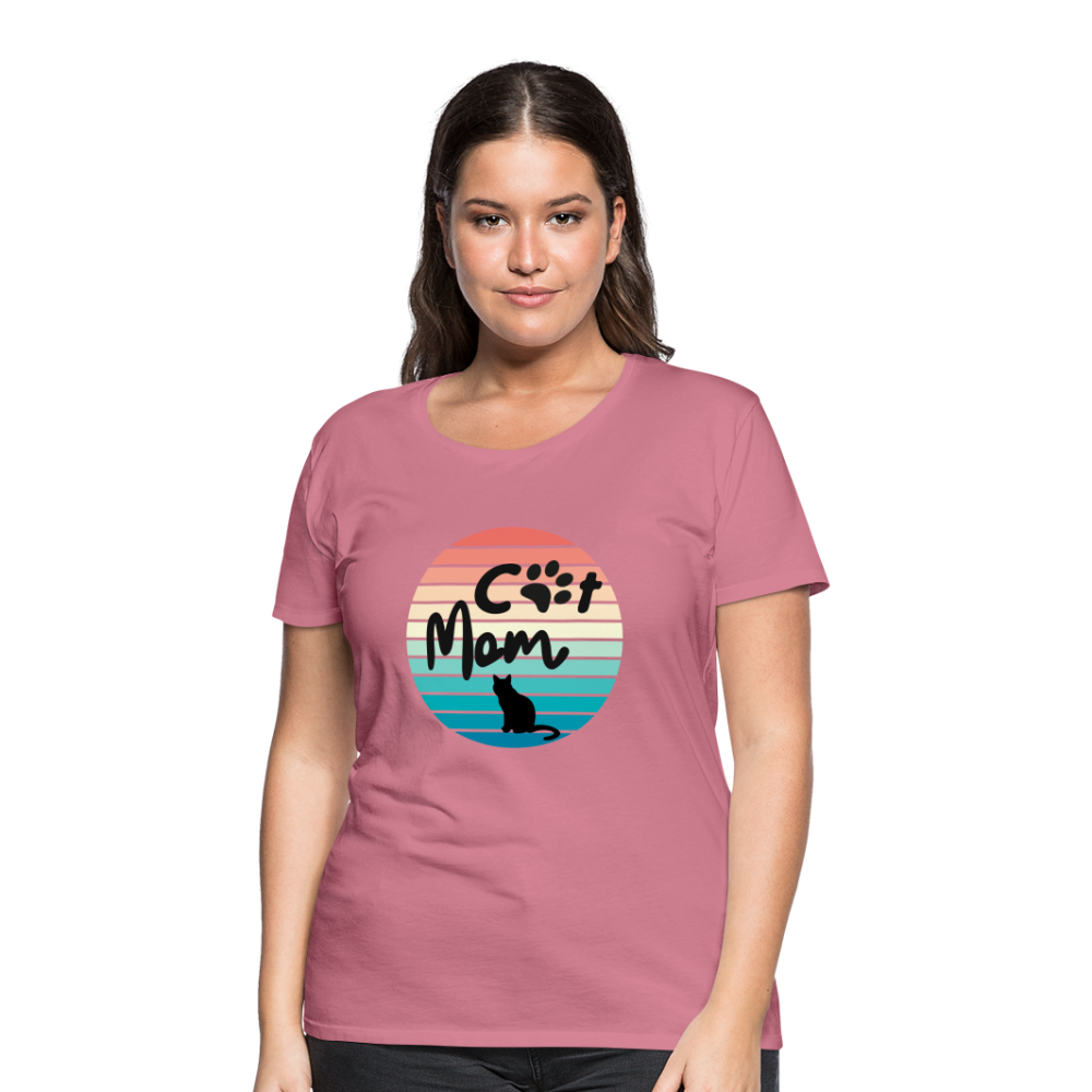 Frauen Premium T-Shirt - Cat Mom - Malve