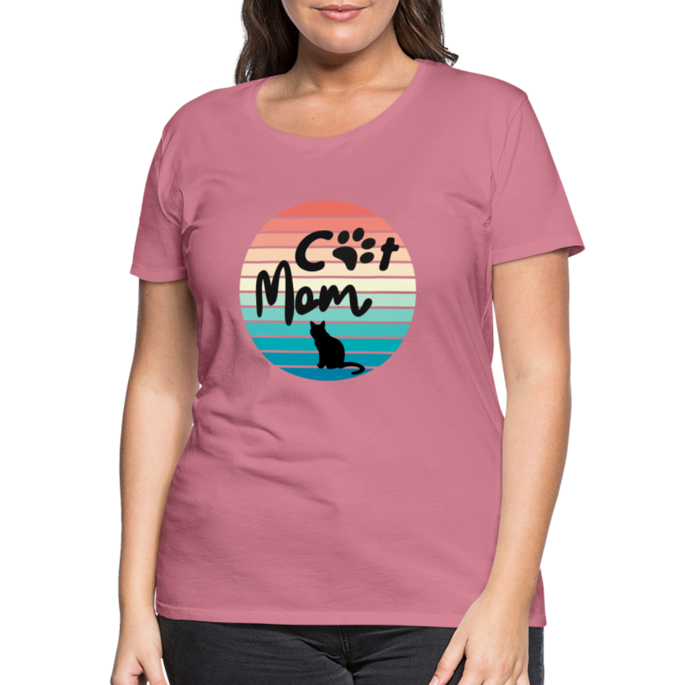 Frauen Premium T-Shirt - Cat Mom - Malve