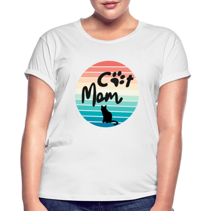 Frauen Oversize T-Shirt - Cat Mom - weiß