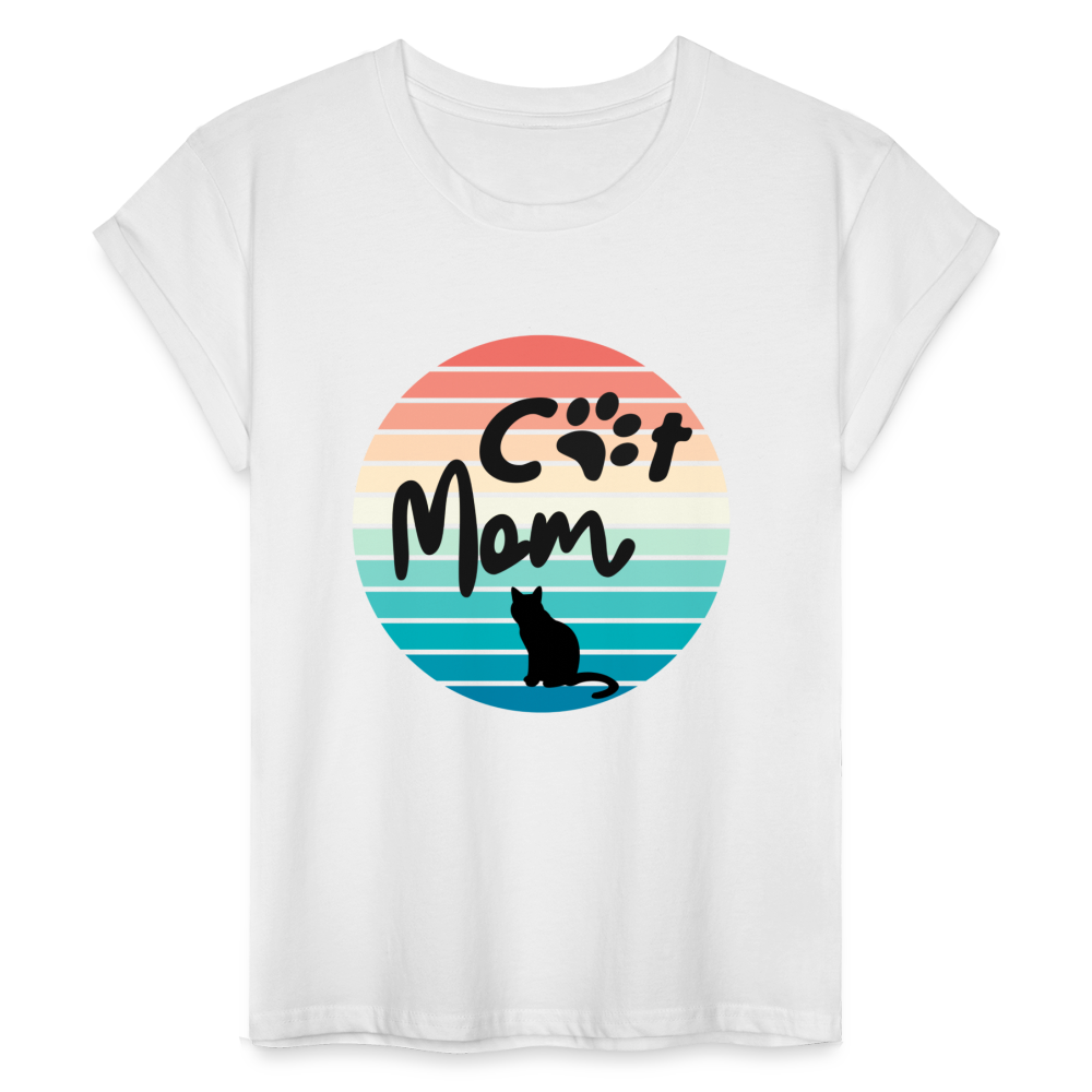 Frauen Oversize T-Shirt - Cat Mom - weiß