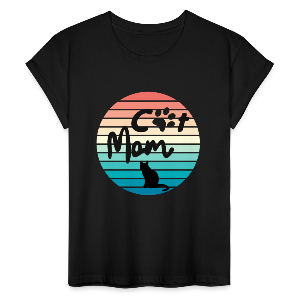 Frauen Oversize T-Shirt - Cat Mom - Schwarz