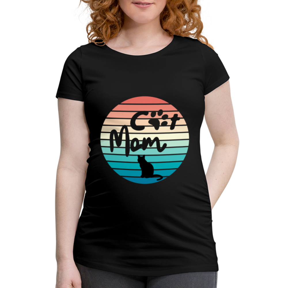 Frauen Schwangerschafts-T-Shirt - Cat Mom - Schwarz