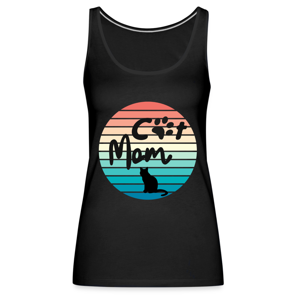 Frauen Premium Tank Top - Cat Mom - Schwarz