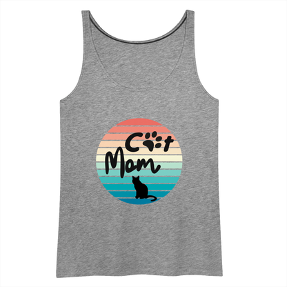 Frauen Premium Tank Top - Cat Mom - Grau meliert