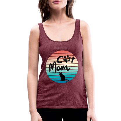 Frauen Premium Tank Top - Cat Mom - Bordeauxrot meliert