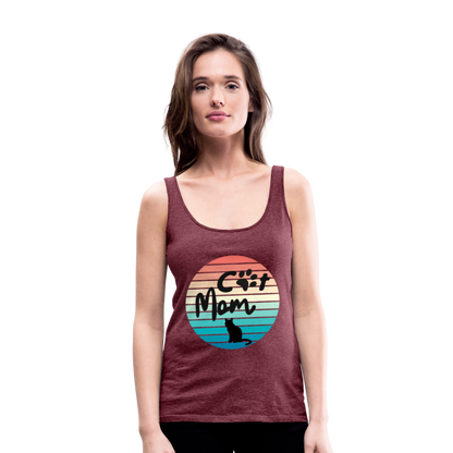 Frauen Premium Tank Top - Cat Mom - Bordeauxrot meliert