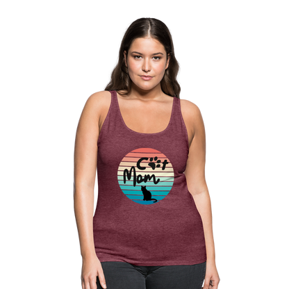 Frauen Premium Tank Top - Cat Mom - Bordeauxrot meliert