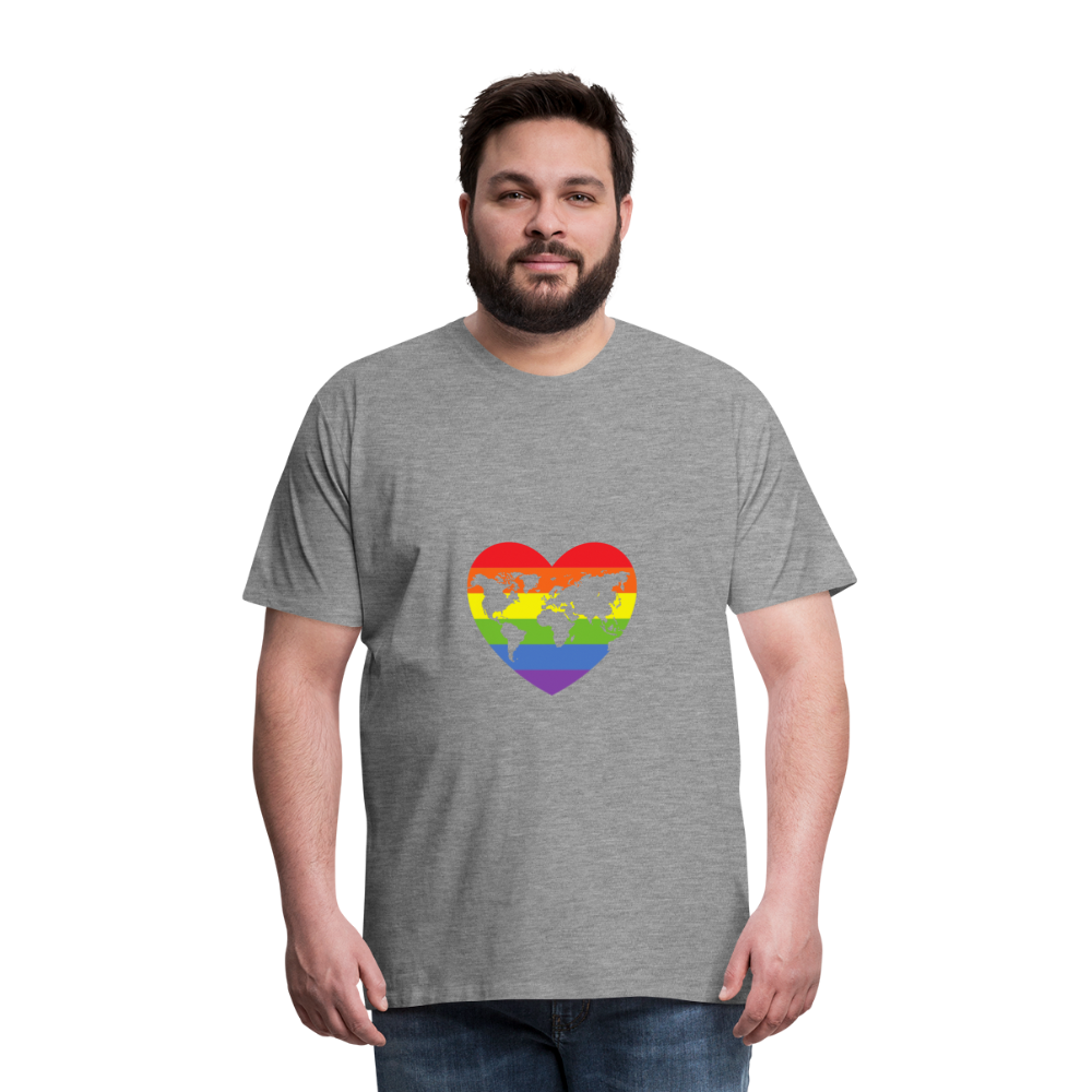 Männer Premium T-Shirt - Herz lgbt - Grau meliert