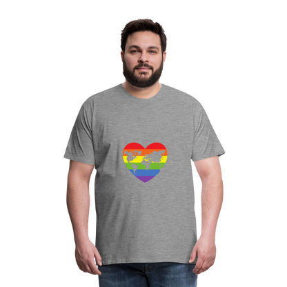 Männer Premium T-Shirt - Herz lgbt - Grau meliert