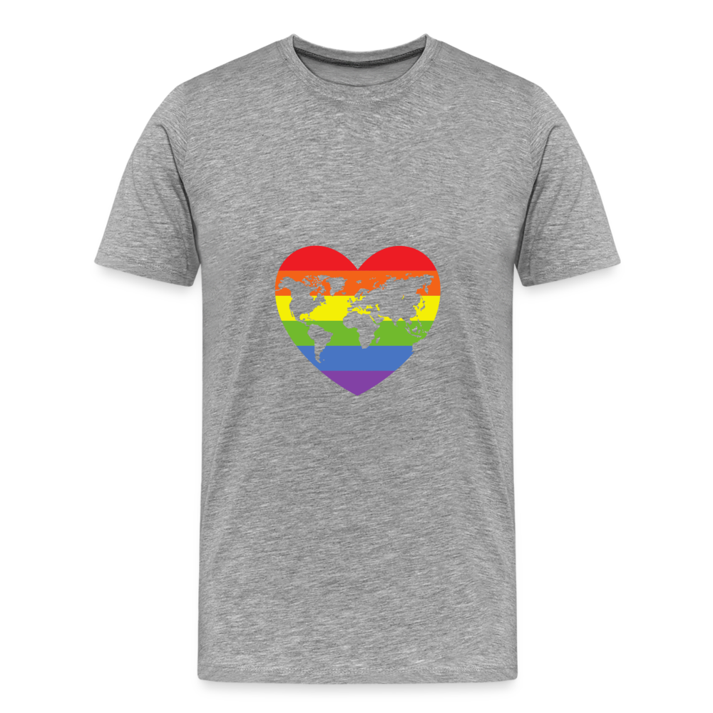 Männer Premium T-Shirt - Herz lgbt - Grau meliert