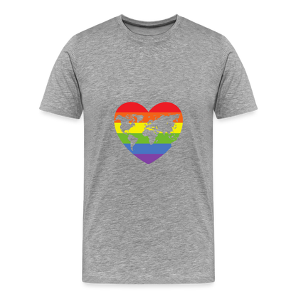 Männer Premium T-Shirt - Herz lgbt - Grau meliert