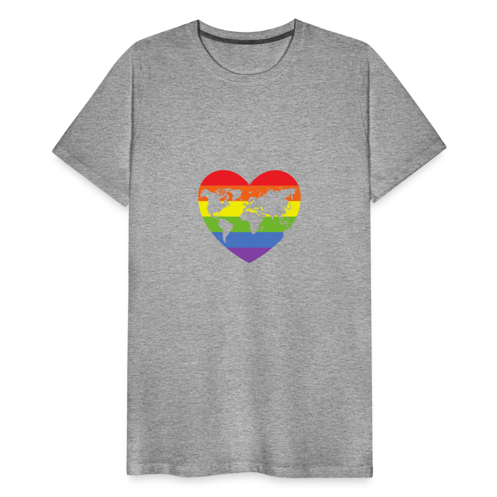 Männer Premium T-Shirt - Herz lgbt - Grau meliert