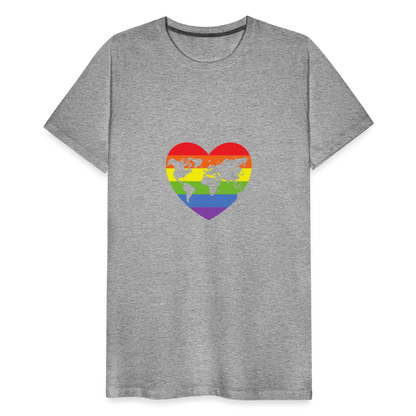 Männer Premium T-Shirt - Herz lgbt - Grau meliert