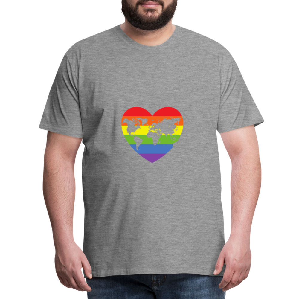 Männer Premium T-Shirt - Herz lgbt - Grau meliert