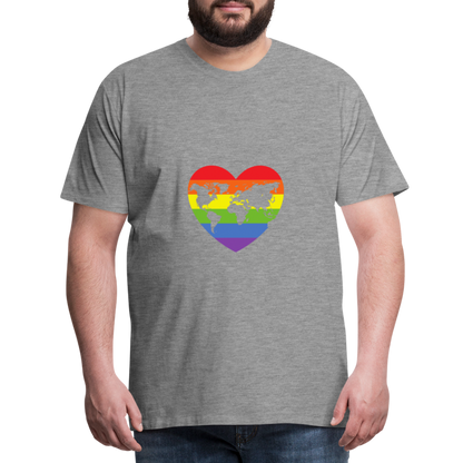 Männer Premium T-Shirt - Herz lgbt - Grau meliert