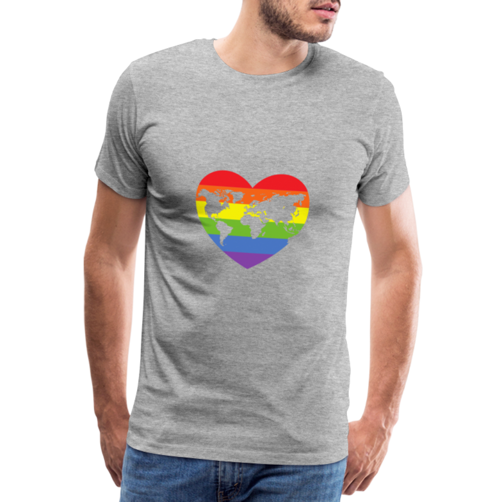 Männer Premium T-Shirt - Herz lgbt - Grau meliert