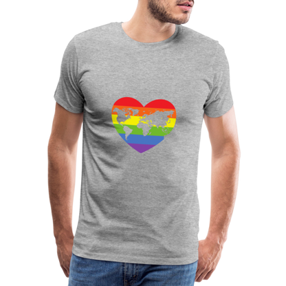 Männer Premium T-Shirt - Herz lgbt - Grau meliert