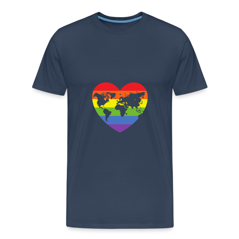 Männer Premium T-Shirt - Herz lgbt - Navy