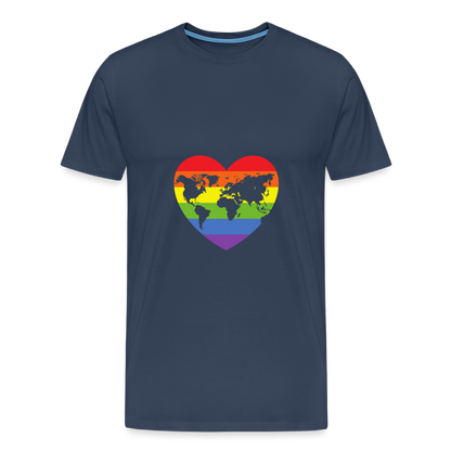 Männer Premium T-Shirt - Herz lgbt - Navy