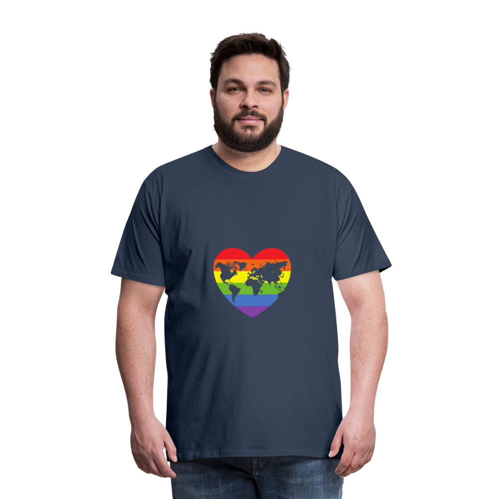 Männer Premium T-Shirt - Herz lgbt - Navy