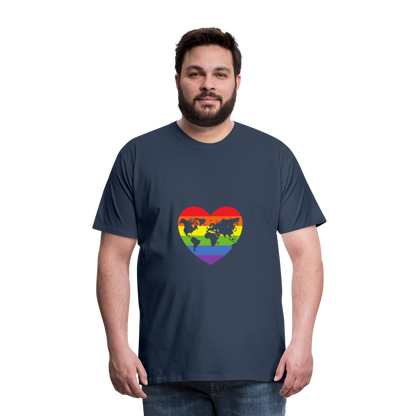 Männer Premium T-Shirt - Herz lgbt - Navy